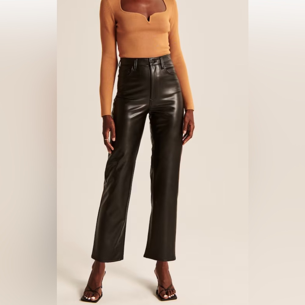 Abercrombie Vegan Leather Ankle Straight Pant